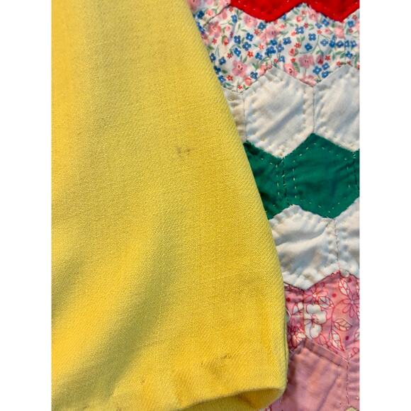 Vintage 1940s Vest & Skirt Set Butter Yellow Cotton Wounded Bird AS IS - Picture 6 of 16